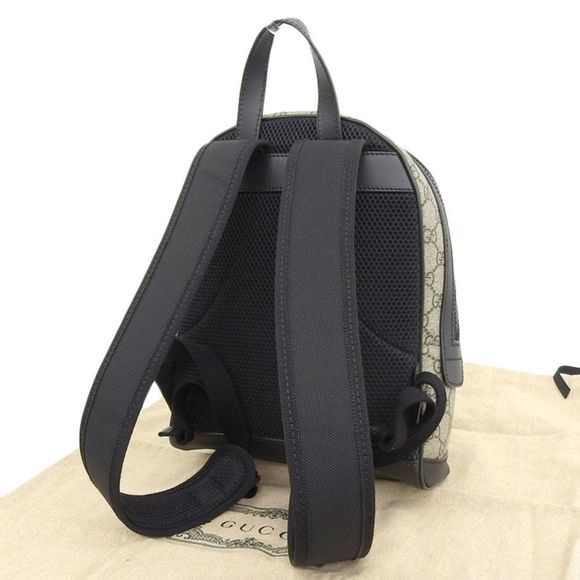Gucci GG Supreme Small Backpack Rucksack Canvas Beige Black - Picture 2 of 6
